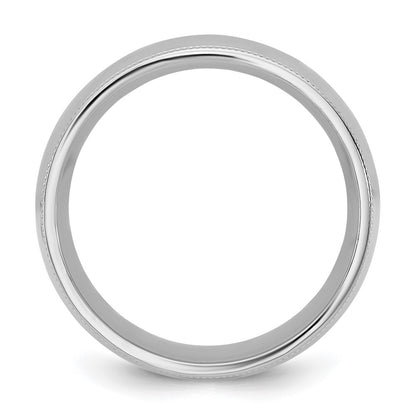 14k White Gold 8mm Milgrain Comfort Fit Wedding Band Ring