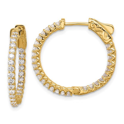 14K Yellow Gold 1.12 carat Diamond In/Out Hoop w/Safety Clasp Earrings