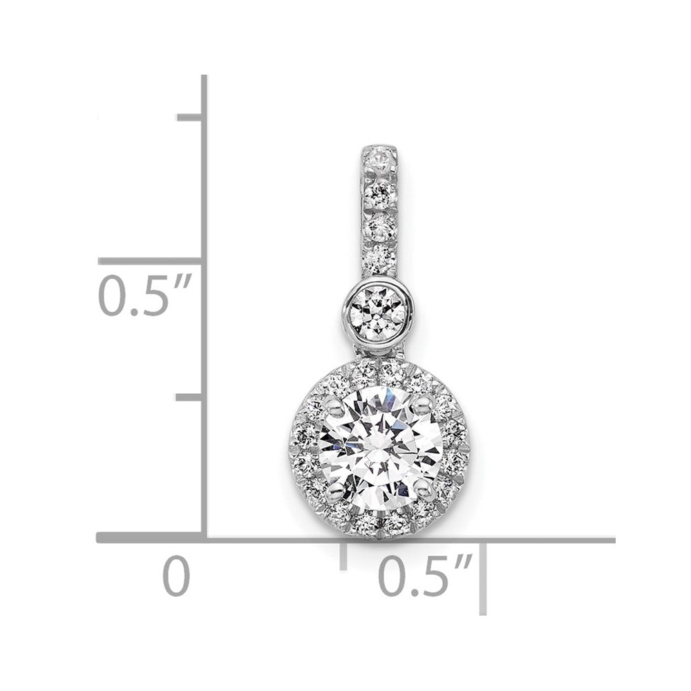 14K White Gold 1 carat Lab Grown Diamond VS/SI+ G+ Round Complete Halo Pendant