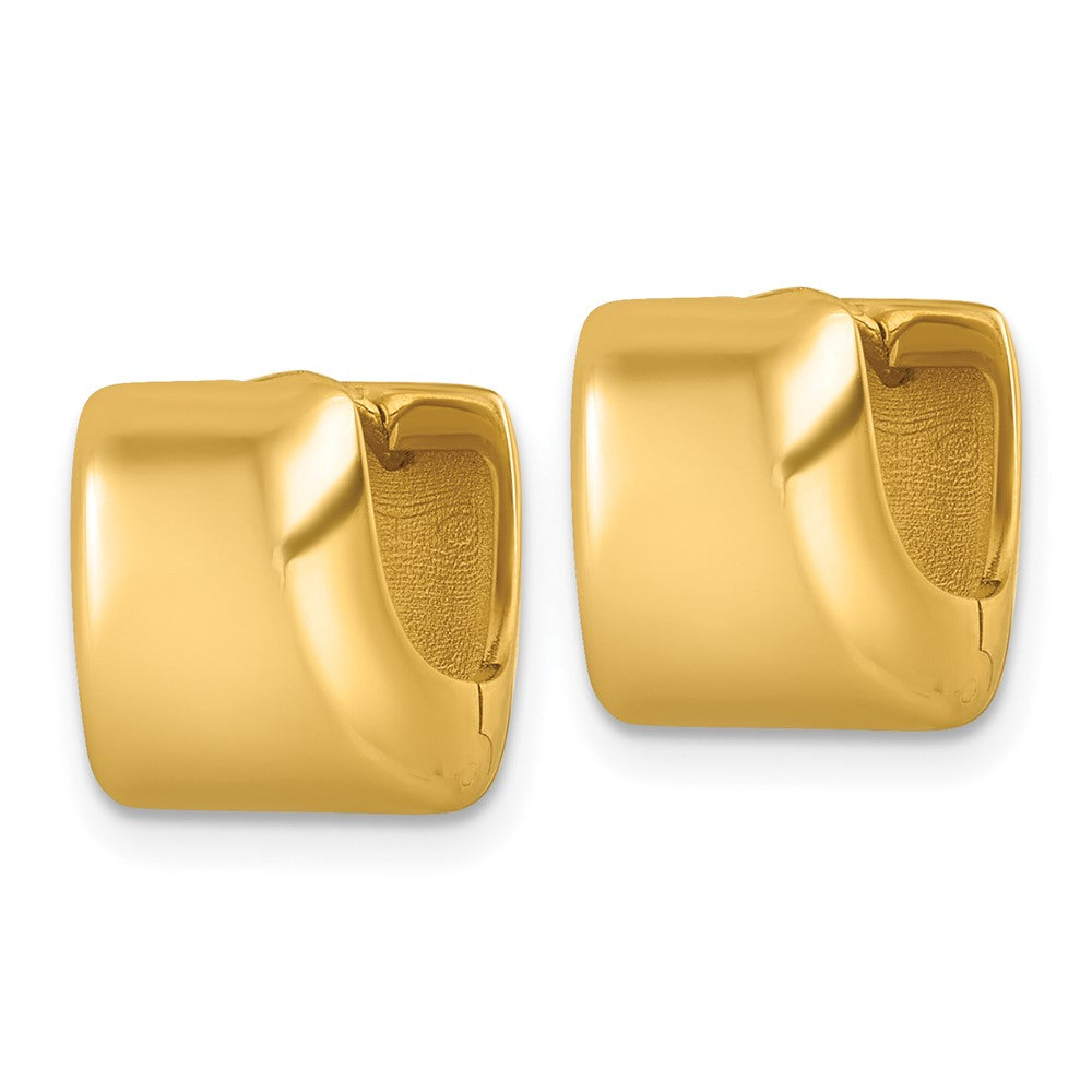 14K Yellow Gold Polished Square Hinged Hoop Earrings