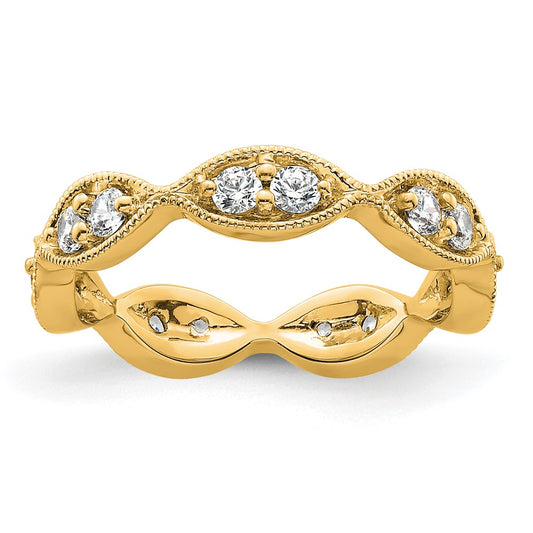 14K Yellow Gold Polished Size 4.5 Vintage Pave 1/2 carat Diamond Complete Eternity Wedding Band Ring