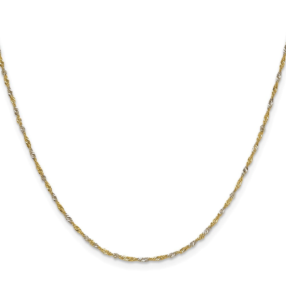 14K Yellow Gold with Rhodium 1.4mm Singapore 24 Inch Chain