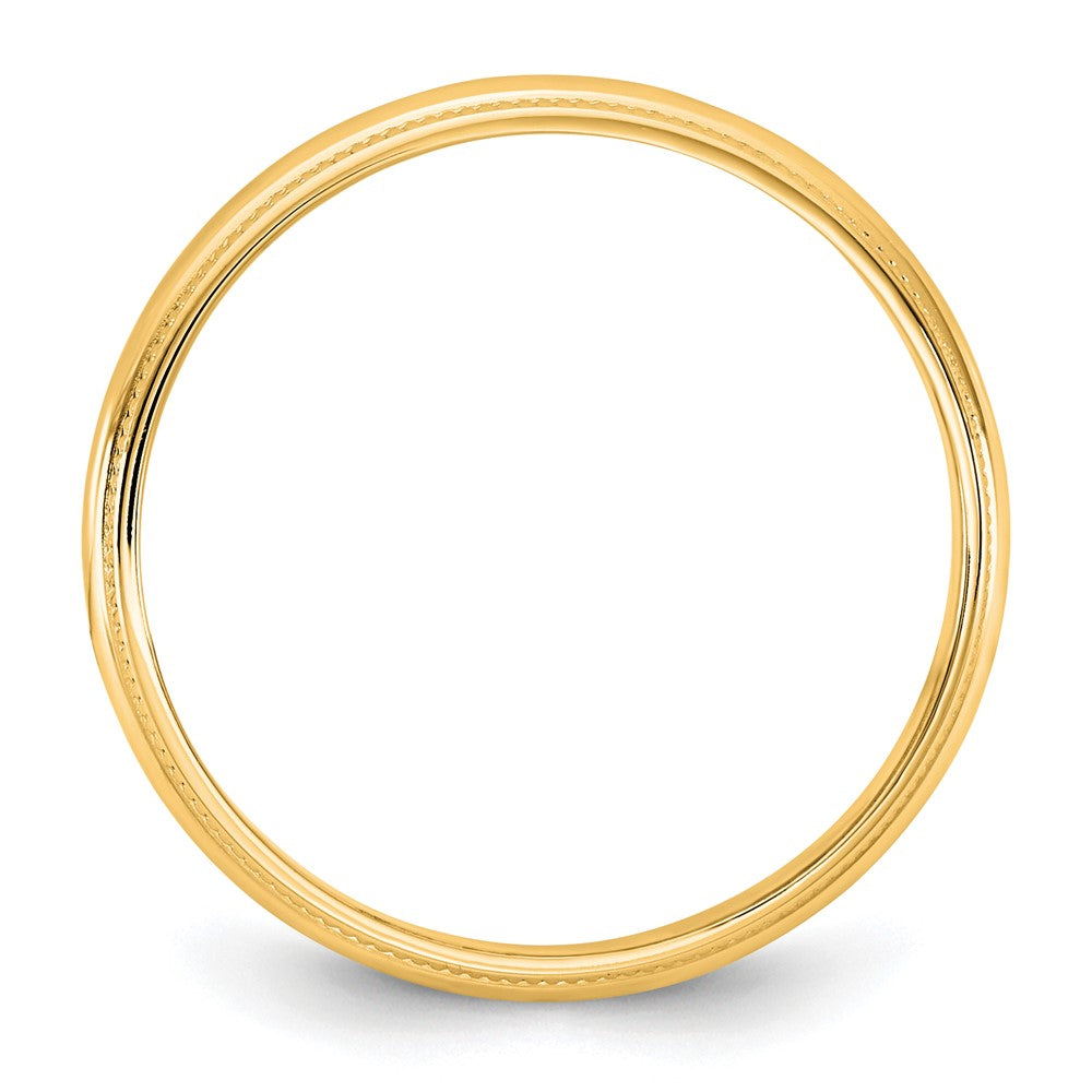14K Yellow Gold 3.5mm LTW Milgrain Half Round Wedding Band Ring