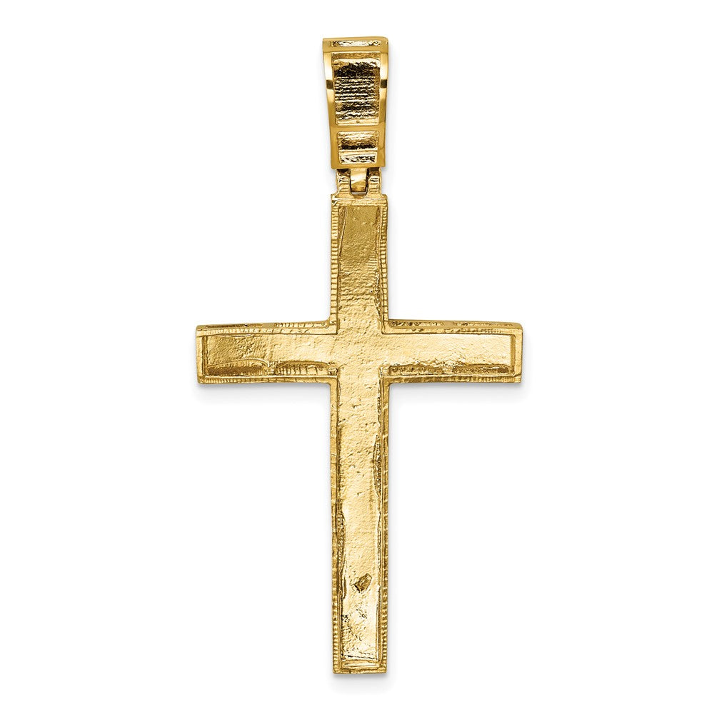 14K Yellow Gold Polished Diamond-cut Fancy Latin Cross Pendant