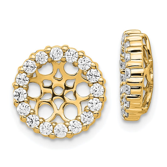 14K Yellow Gold 3/4 carat Diamond Circle Earring Jackets