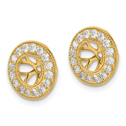 14K Yellow Gold 3/4 carat Diamond Circle Earring Jackets