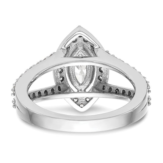 14K White Gold Halo Plus (Holds 1 carat (10x5mm) Marquise Center) 3/4 carat Diamond Semi-Mount Engagement Ring