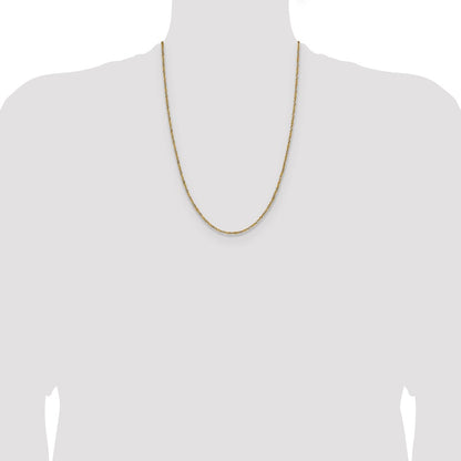 14K Yellow Gold with Rhodium 1.65mm Singapore 24 Inch Chain