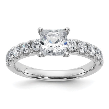 14K White Gold Certified 1 3/4 carat Lab Grown Diamond VS+ F+ Princess Complete Engagement Ring