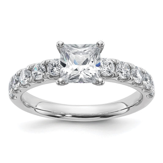 14K White Gold Certified 1 3/4 carat Lab Grown Diamond VS+ F+ Princess Complete Engagement Ring