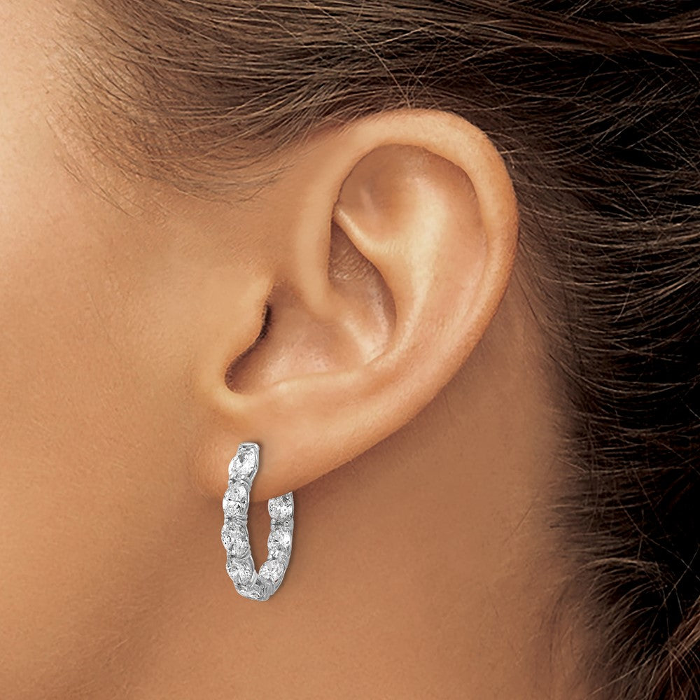 14K White Gold Certified 5x3 Oval Lab Grown VS/SI FGH Diamond Inside/Outside Hoop Ear
