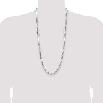 Sterling Silver Rhodium-plated 4.7mm D/C Square Franco 30 Inch Chain