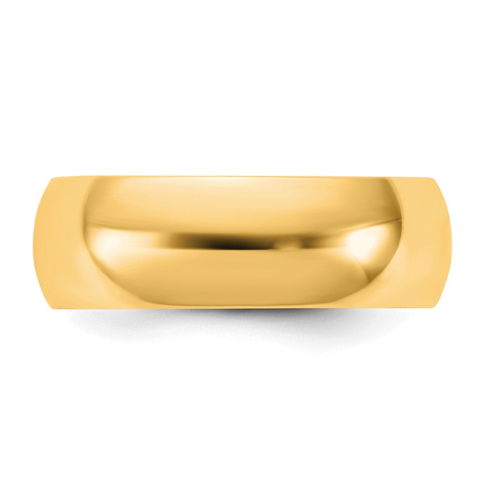 14K Yellow Gold 6.5mm Half Round Wedding Band Ring