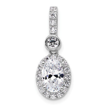 14K White Gold 2 carat Certified Lab Grown Diamond VS/SI+ G+ Oval Complete Halo Pendant