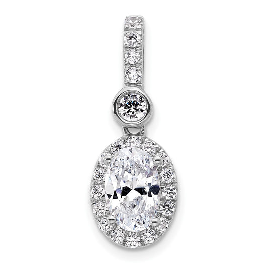 14K White Gold 2 carat Certified Lab Grown Diamond VS/SI+ G+ Oval Complete Halo Pendant