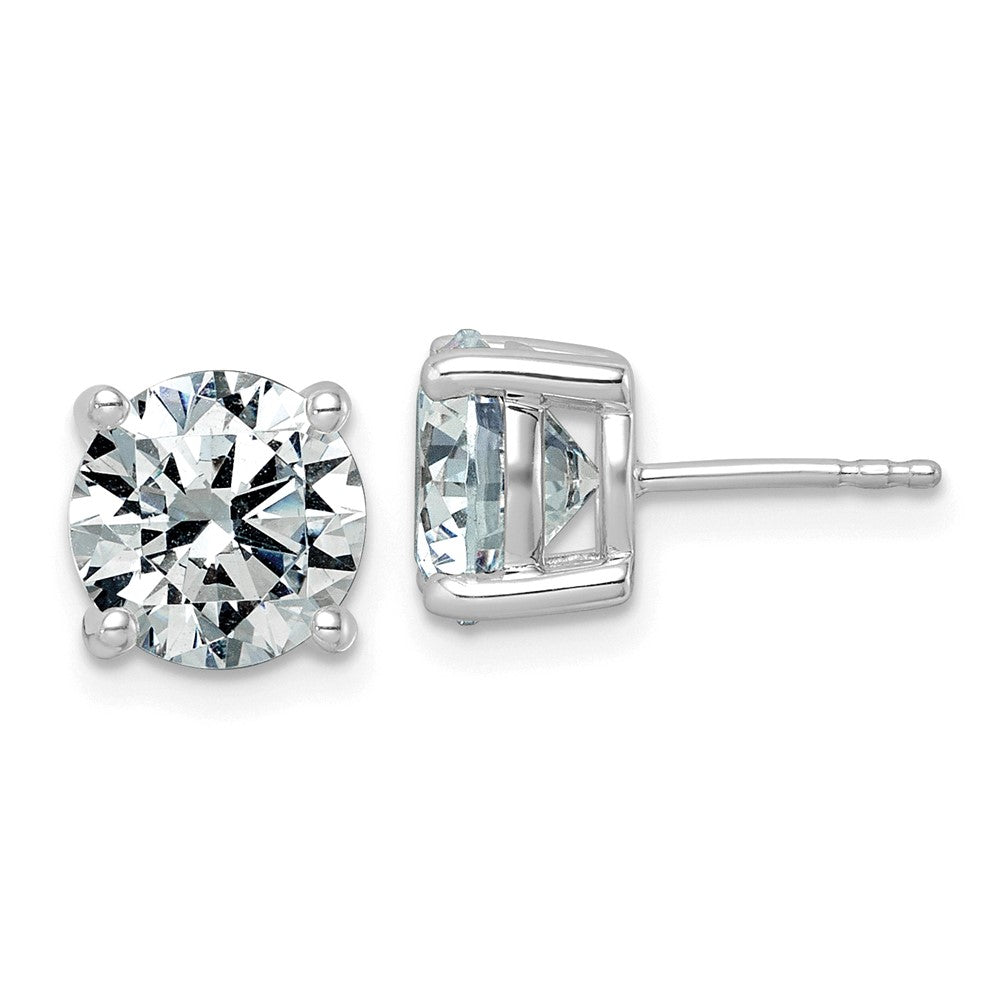 14K White Gold 5 carat Lab Grown Diamond VS/SI+ G+ Round Complete Four Prong Lightweight Stud Earrings