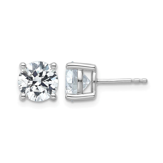 14K White Gold 4 carat Certified Lab Grown Diamond VS/SI+ G+ Round Complete Four Prong Lightweight Stud Earrings