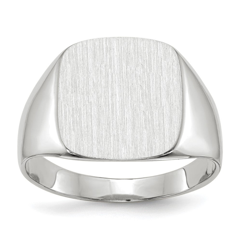 10K White Gold 13.5x14.5mm Closed Back Men's Signet Ring