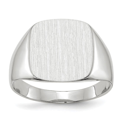 10K White Gold 13.5x14.5mm Closed Back Men's Signet Ring