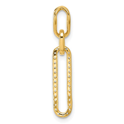 14K Yellow Gold Polished 1/6 carat Diamond Paperclip Link Pendant