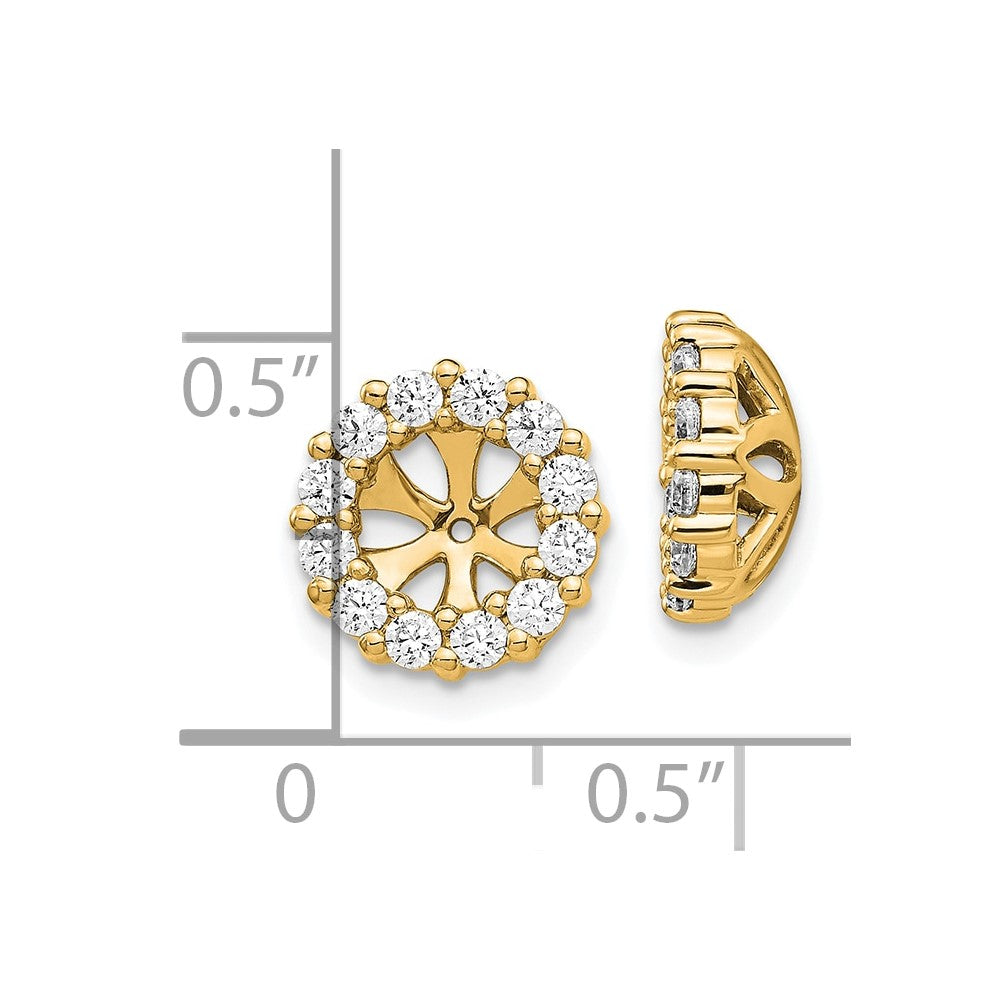 14K Yellow Gold 3/4 carat Diamond Circle Earring Jackets