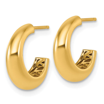 14K Yellow Gold Polished Hollow C-Hoop Post Earrings
