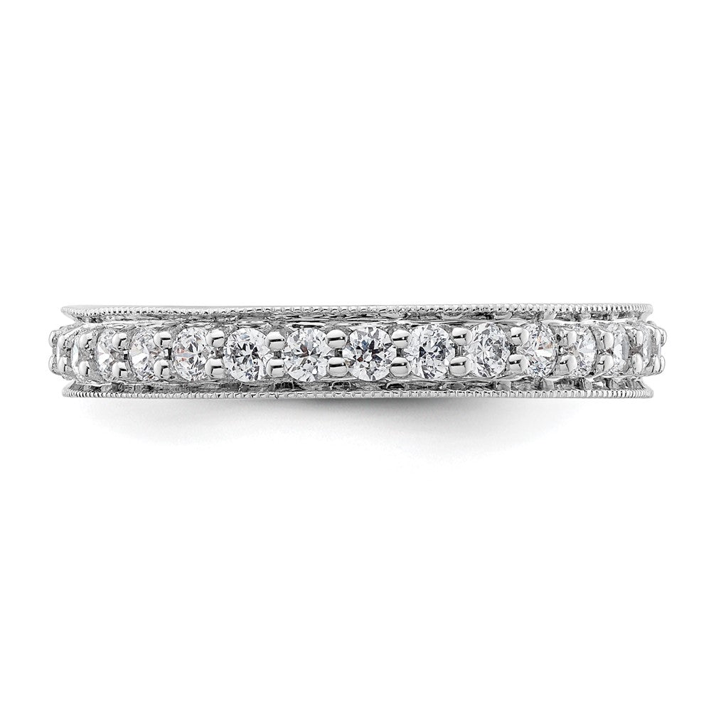 14K White Gold Polished Size 8.5 Vintage 1 carat Diamond Complete Eternity Wedding Band Ring