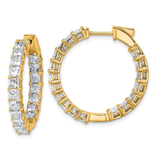 14K Yellow Gold 6 1/8 Lab Grown Diamond VS/SI+ G+ Princess Complete In and Out Hoop Earrings