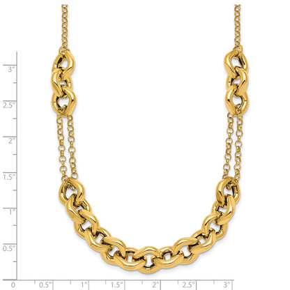 14K Yellow Gold Polished Fancy Multi Link Chain 18 Inch Necklace