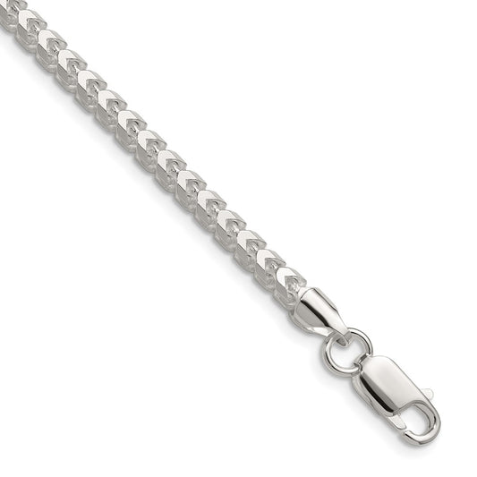 Sterling Silver 4.0mm D/C Square Franco 30 Inch Chain