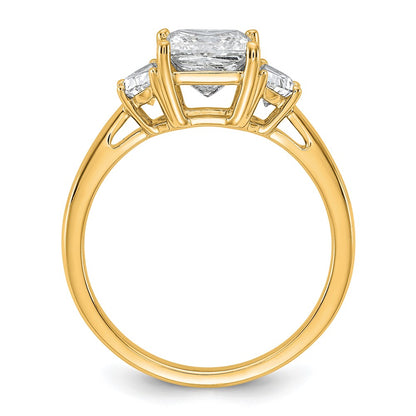 14K Yellow Gold 2 carat Certified Lab Grown Diamond VS+ F+ Princess and Half Moon Complete Three Stone Engagement Ring