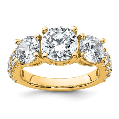14K Yellow Gold 5 carat Certified Lab Grown Diamond VS+ F+ Round Complete Three Stone Engagement Ring