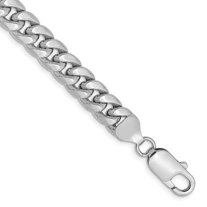 14K White Gold 7.3mm Semi-Solid Miami Cuban Chain Bracelet