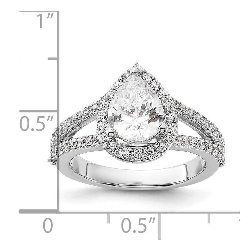 True Origin 14K White Gold 5/8 carat Lab Grown Diamond VS+ F+ Semi-Mount Pear Halo Engagement Ring