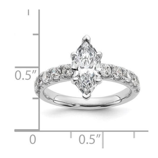 14K White Gold Certified 2 1/5 carat Lab Grown Diamond VS+ F+ Marquise Complete Engagement Ring