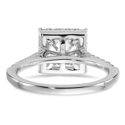True Origin 14K White Gold 1/2 carat Lab Grown Diamond VS+ F+ Semi-Mount Princess Halo Engagement Ring