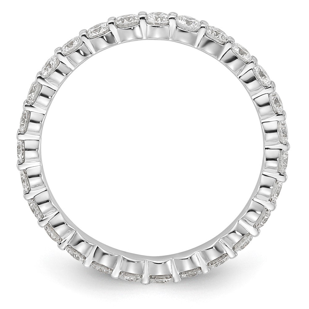 14K White Gold 1 carat Lab Grown Diamond VS+ F+ Round Complete Channel Set Size 7.5 Eternity Wedding Band Ring