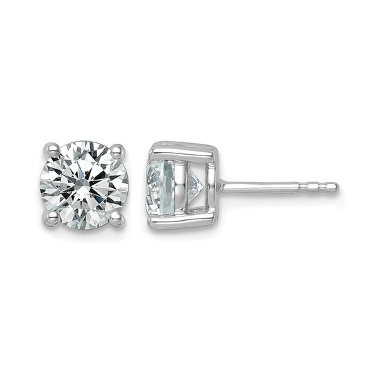 14K White Gold 2 1/2 carat Certified Lab Grown Diamond VS+ F+ Round Complete Four Prong Lightweight Stud Earrings