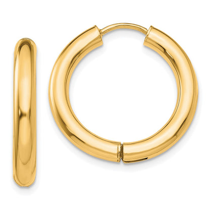 14K Yellow Gold Polished Hinged Hoop Earrings