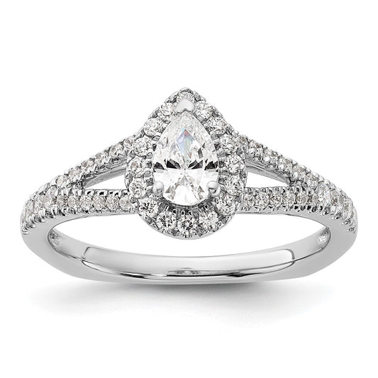 14K White Gold Pear Shaped Diamond Eng Ring