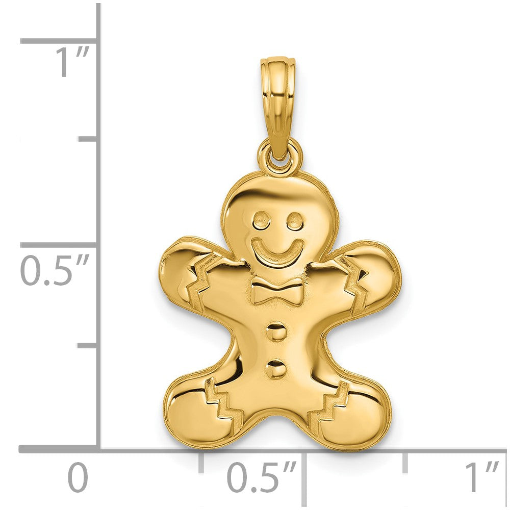 14K Yellow Gold Polished Gingerbread Man Pendant