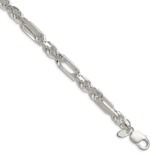 Sterling Silver 8mm D/C Figarope Chain