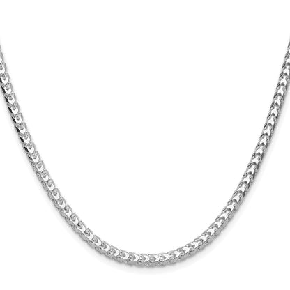 Sterling Silver Rhodium-plated 4.0mm D/C Square Franco 26 Inch Chain
