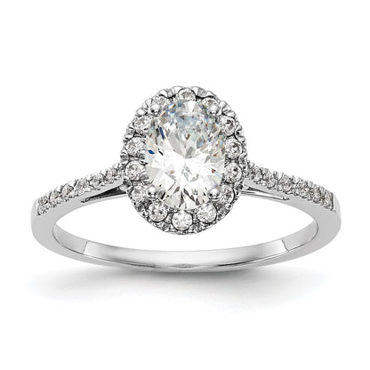 14K White Gold Halo (Holds 1 carat (7x5mm) Oval Center) 1/4 carat Diamond Semi-mount Engagement Ring