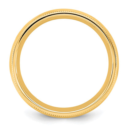 14K Yellow Gold 5.5mm Milgrain Comfort Fit Wedding Band Ring