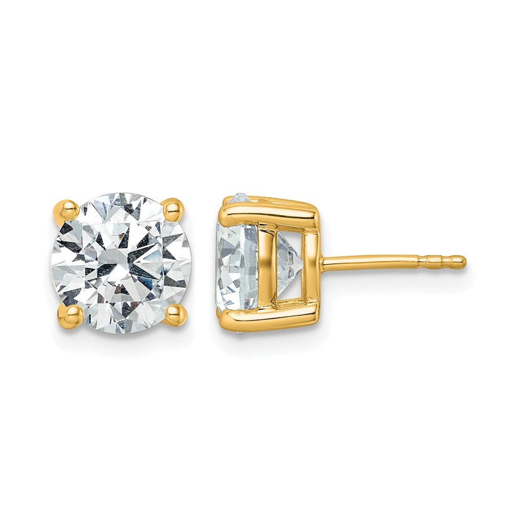 14K Yellow Gold 5 carat Certified Lab Grown Diamond VS/SI+ G+ Round Complete Four Prong Lightweight Stud Earrings