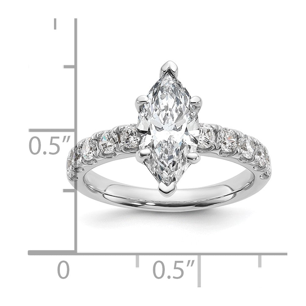 14K White Gold Certified 2 3/4 carat Lab Grown Diamond VS+ F+ Marquise Complete Engagement Ring