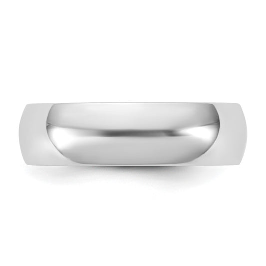 14k White Gold 5.5mm LTW Half Round Wedding Band Ring