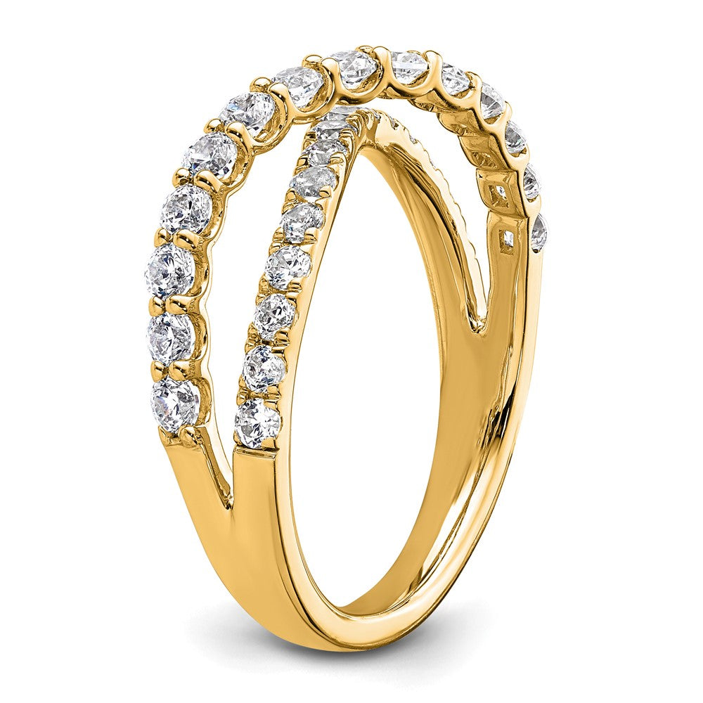 True Origin 14K Yellow Gold 1 carat Lab Grown Diamond VS+ F+ Complete Crisscross Wedding Band Ring