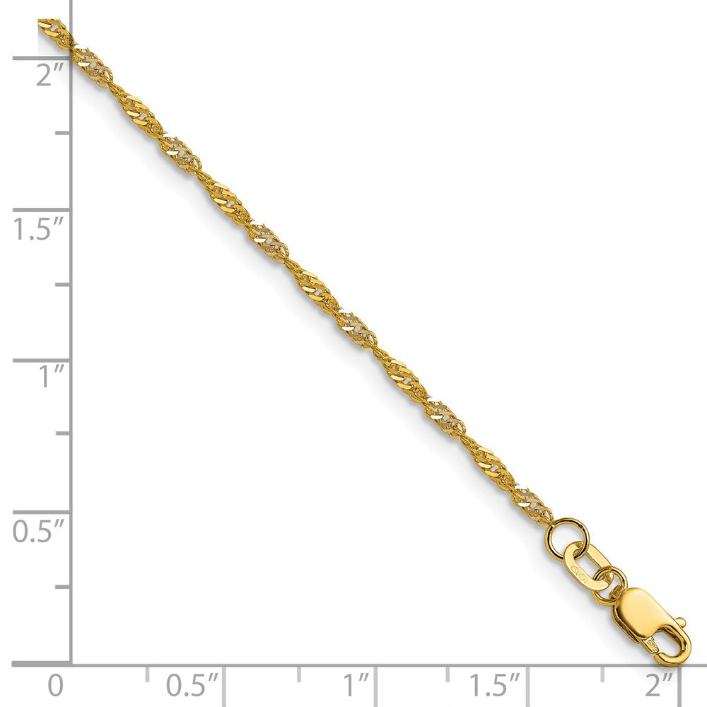 14K Yellow Gold with Rhodium 1.65mm Singapore 18 Inch Chain